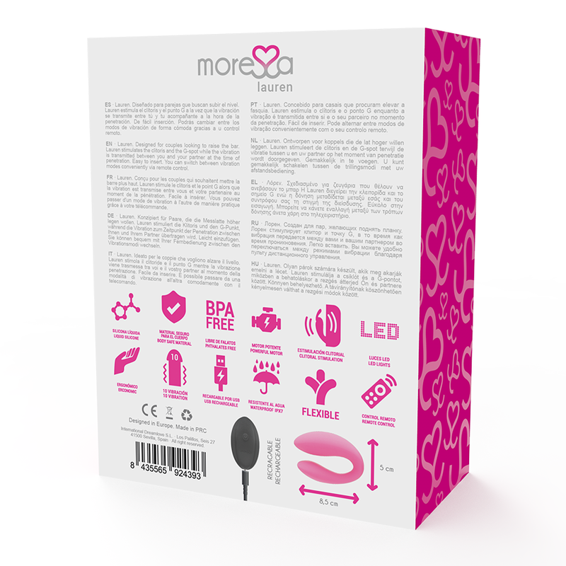 Lauren Remote-Control Couples Stimulator, Dual Motors, Waterproof MORESSA