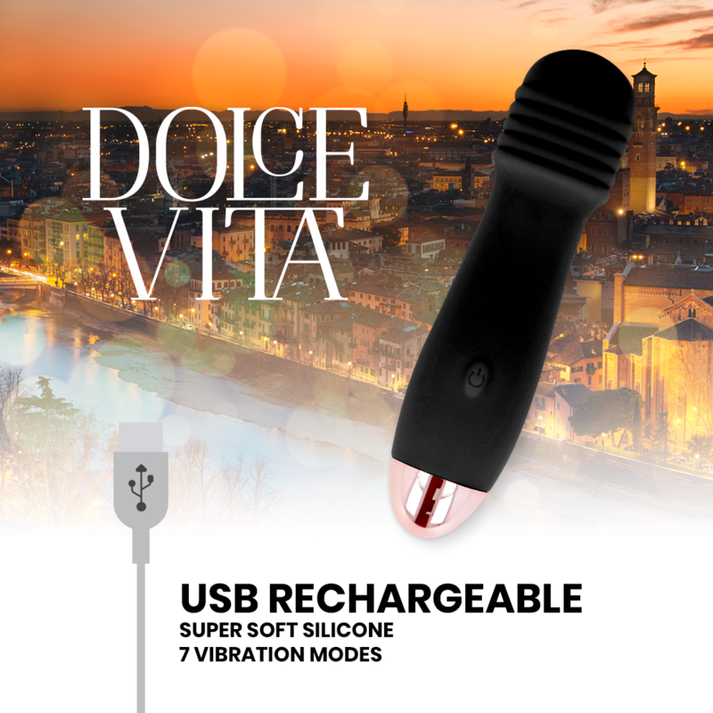 Three Rechargeable Vibrator - 7 Speeds - Black - DOLCE VITA