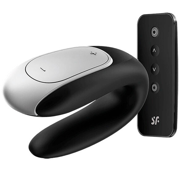 Double Fun – App-Enabled Couples Vibrator with Remote Black - SATISFYER