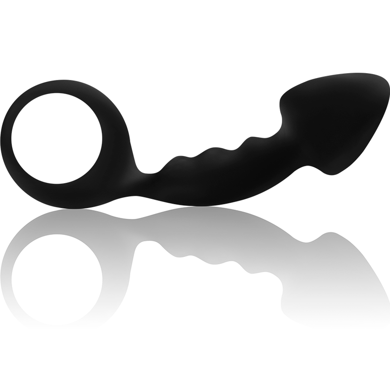 Ribbed Silicone Anal Plug with Ring – 12.2×3 cm – OHMAMA