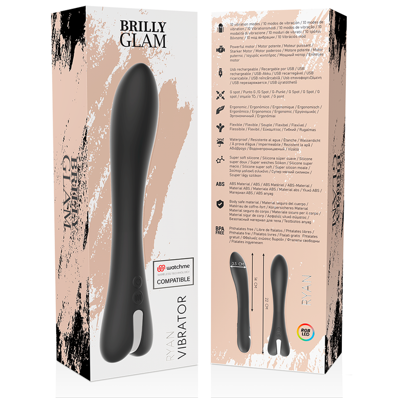 Ryan Vibrator Black | Watchme Compatible | 22.0 cm x 5.0 cm | BRILLY GLAM