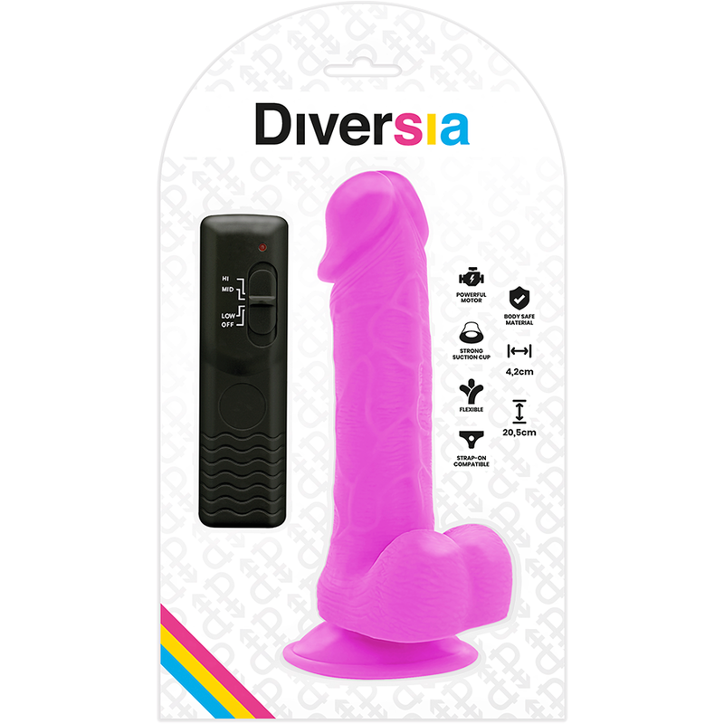 Flexible Vibrating Dildo Purple | 20.5 cm x 4.2 cm | DIVERSIA