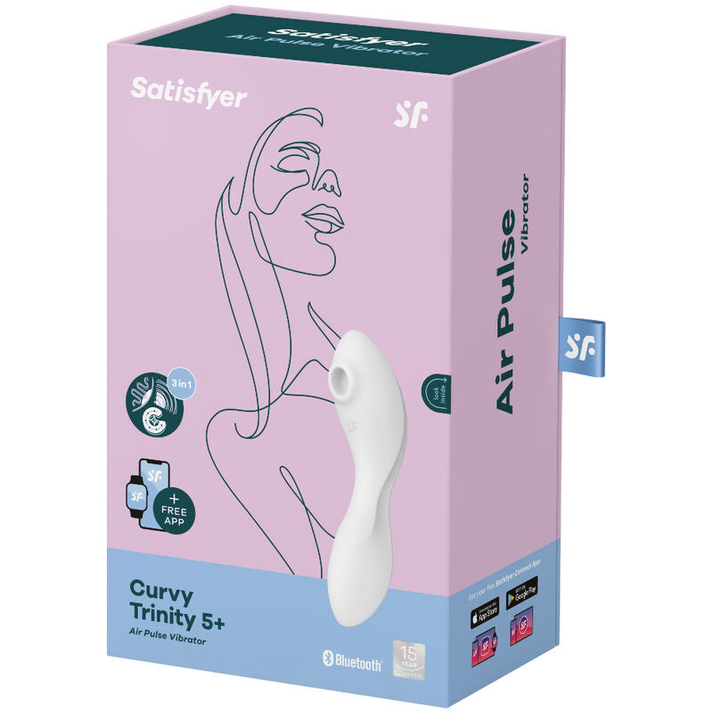 SATISFYER - CURVY TRINITY 5 AIR PULSE STIMULATOR & VIBRATOR APP BLUE