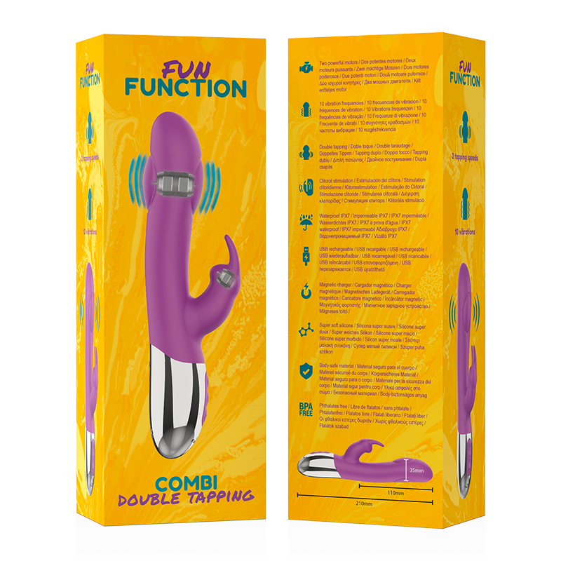 Combi Double Tapping Dual-Motor Vibrator – 21 cm – FUN FUNCTION