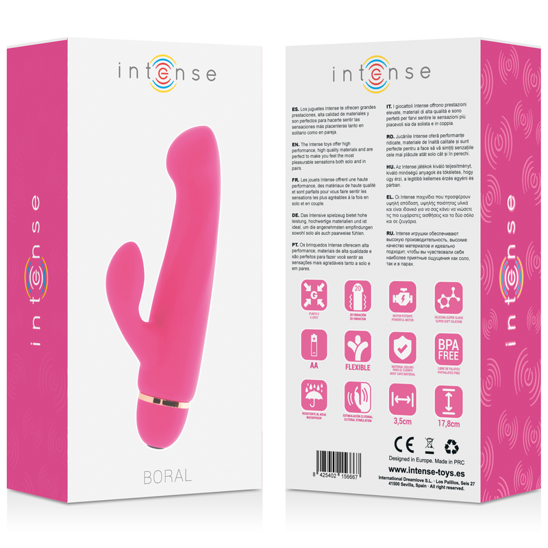 Boral Silicone Rabbit Vibrator Pink 17.8 cm - 20 Modes - INTENSE