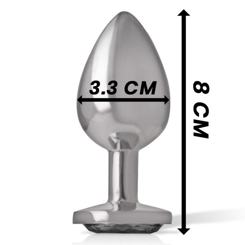 Metal Anal Plug Black Glass – Size M – 8×3.3 cm – INTENSE