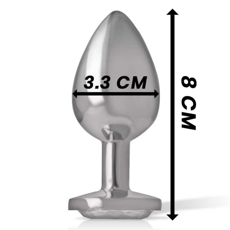 Aluminium Metal Anal Plug 8 cm x 3.3 cm – Silver Crystal