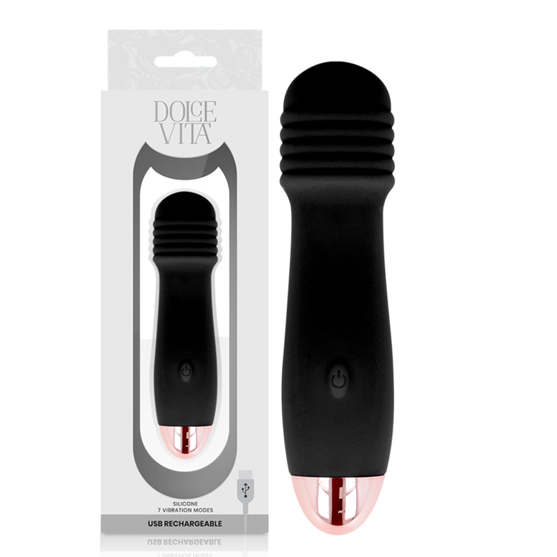Three Rechargeable Vibrator - 7 Speeds - Black - DOLCE VITA