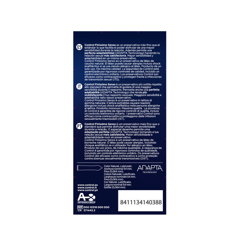 CONTROL Adapta Senso Thin Condoms | 54 mm | 12 units