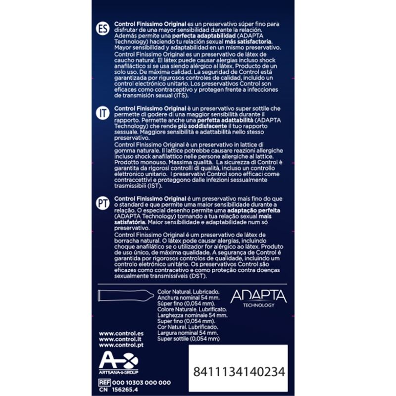 CONTROL Finissimo Original Ultra-Thin Condoms 54 mm 12 Units