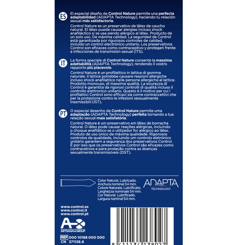 CONTROL Adapta Nature Condoms | 54 mm | 6 units