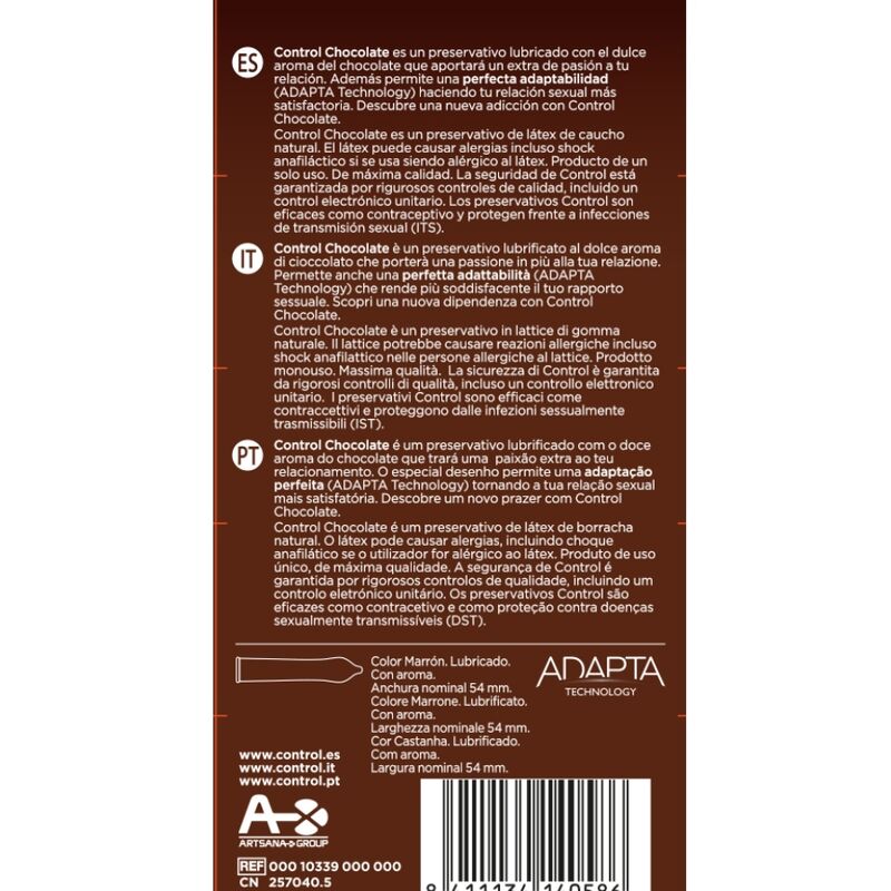 CONTROL Adapta Chocolate Condoms | 54 mm | 12 pcs