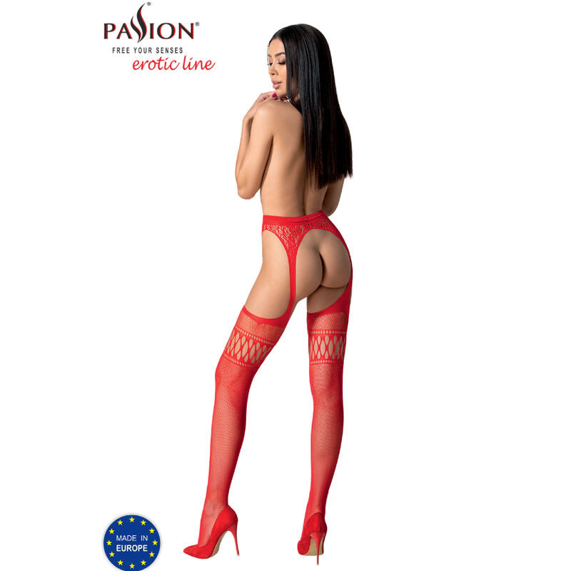 PASSION - S026 WHITE STOCKINGS WITH GARTER ONE SIZE