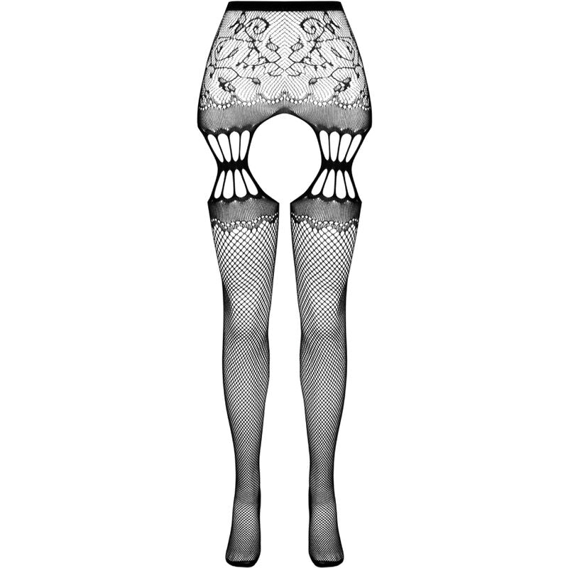 PASSION - S027 WHITE STOCKINGS WITH GARTER ONE SIZE