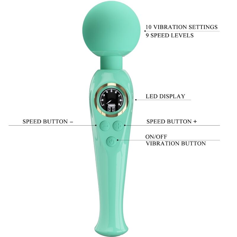Skyler Wand Vibrator Green | 10 Modes × 9 Speeds | Pretty Love