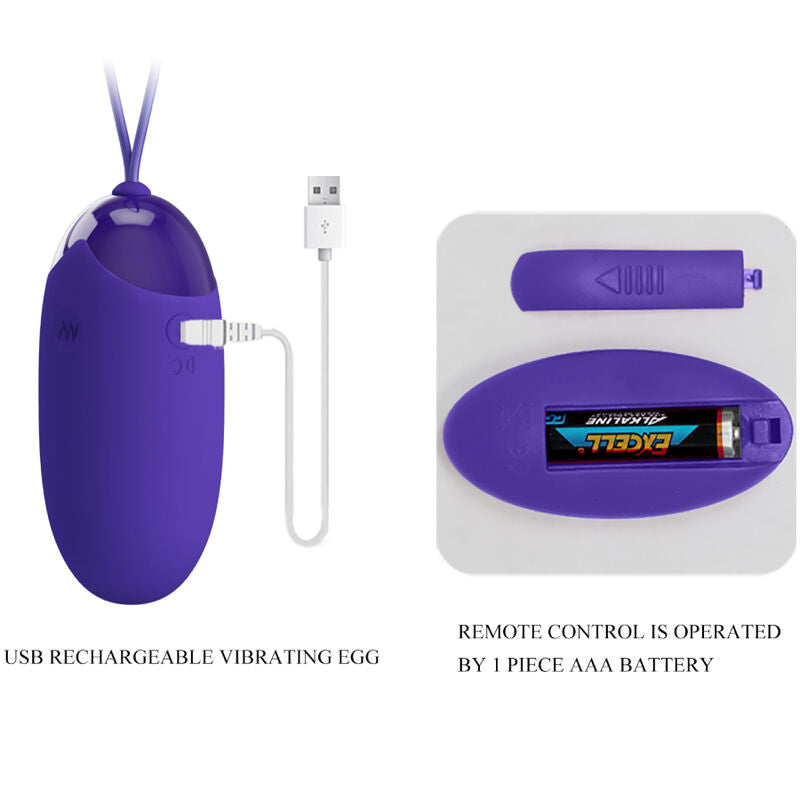 Violet remote-control vibrating egg, 12 modes | PRETTY LOVE