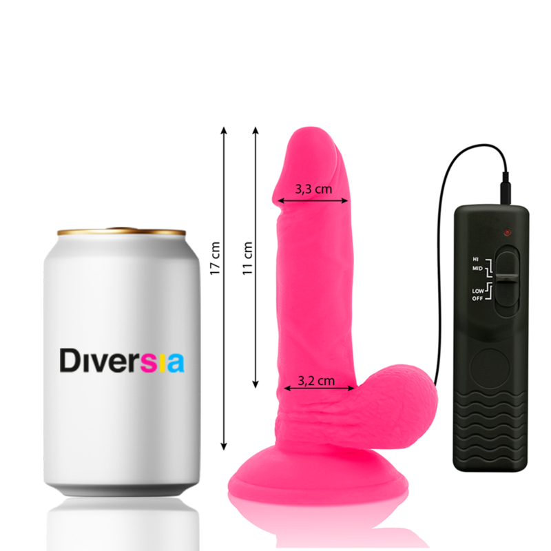 Flexible Vibrating Dildo Pink | 17.0 cm x 3.3 cm | DIVERSIA