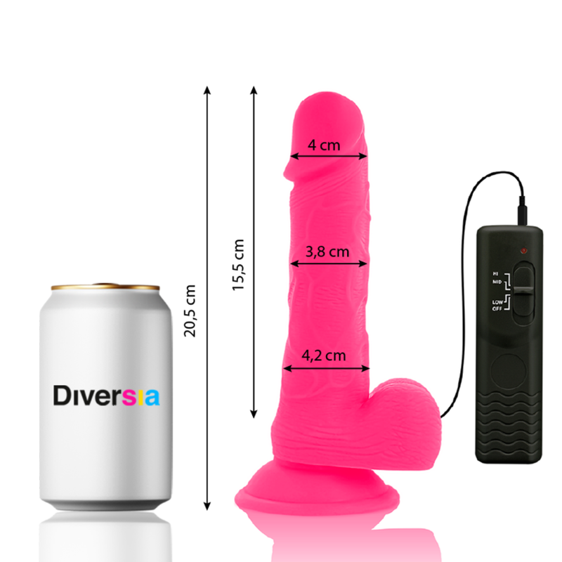 Flexible Vibrating Dildo Pink | 20.5 cm x 4.2 cm | DIVERSIA