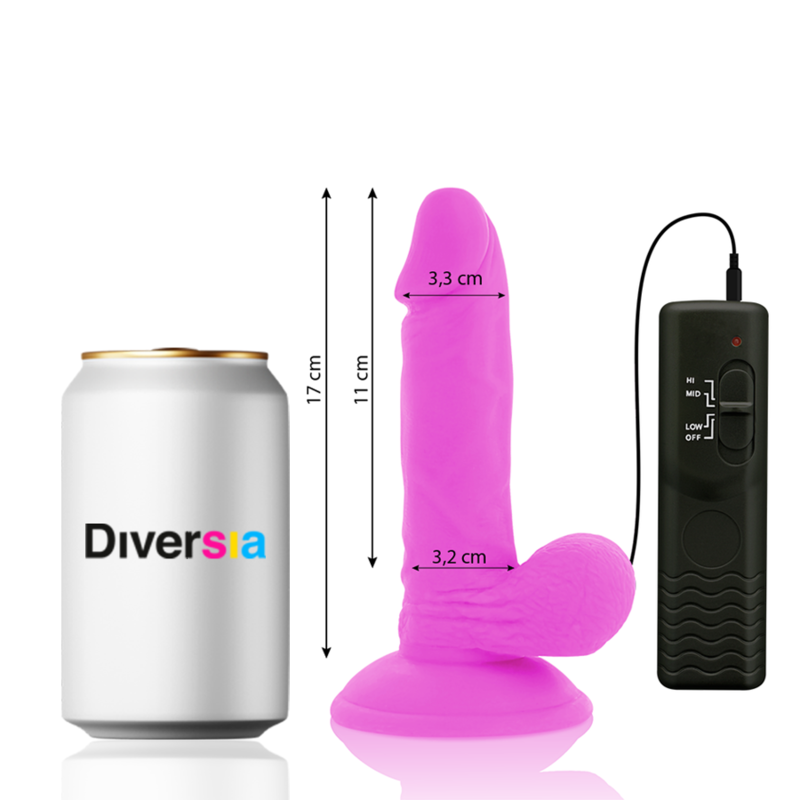Flexible Vibrating Dildo Purple | 17.0 cm x 3.3 cm | DIVERSIA