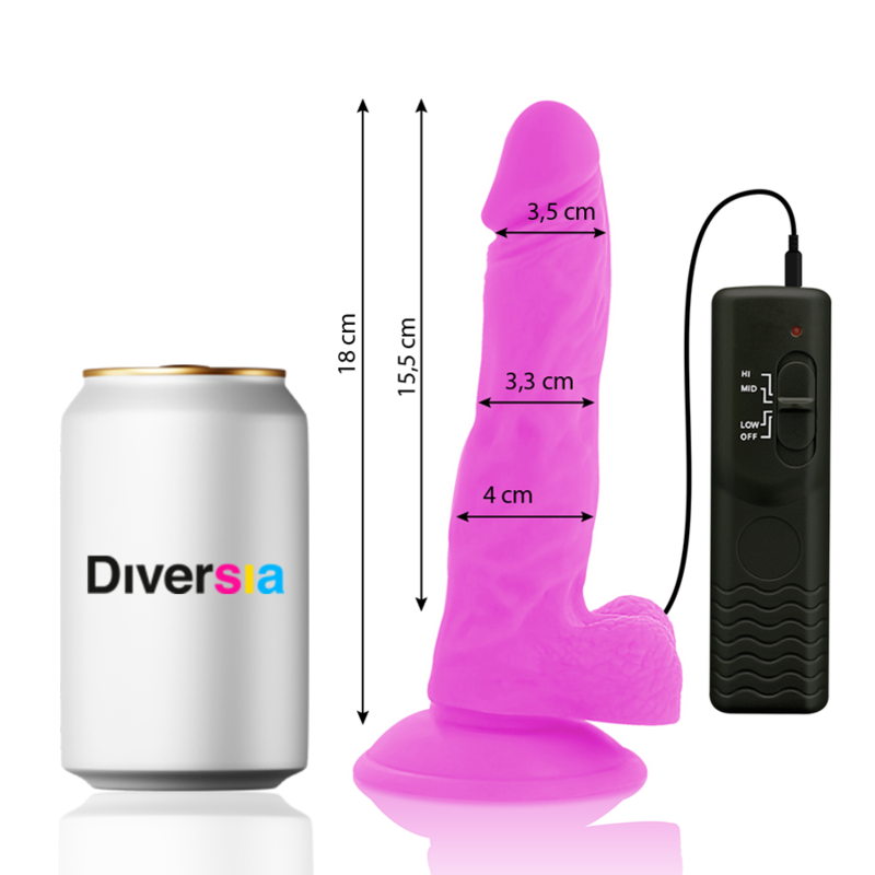 Flexible Vibrating Dildo Purple | 18.0 cm x 4.0 cm | Diversia