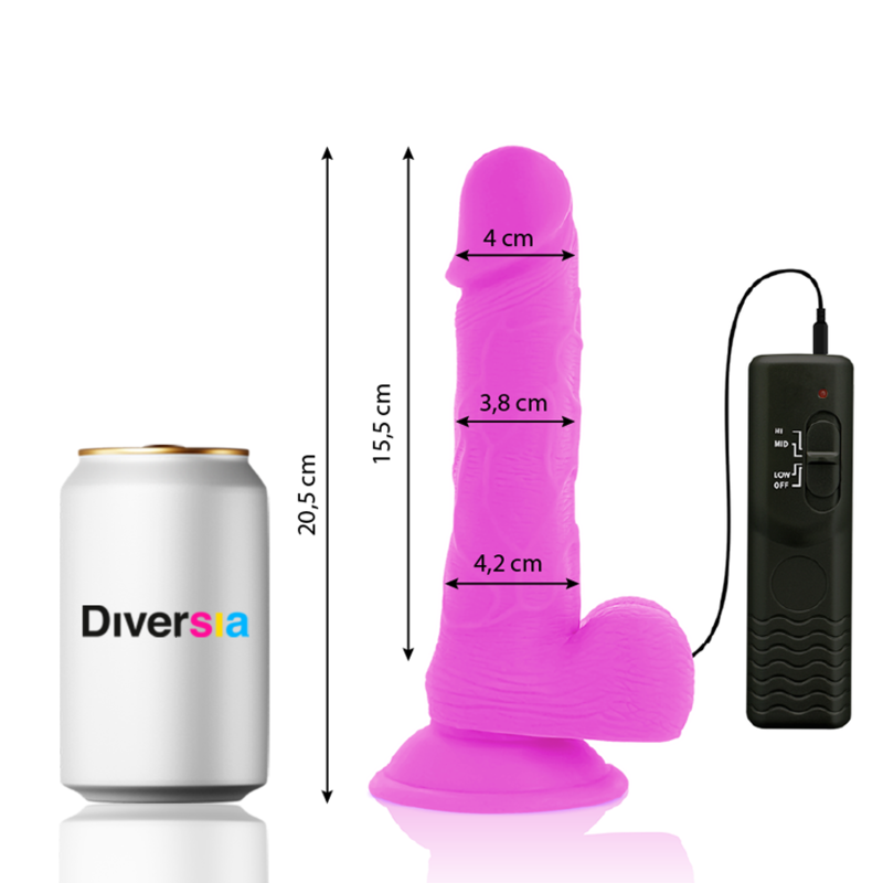 Flexible Vibrating Dildo Purple | 20.5 cm x 4.2 cm | DIVERSIA