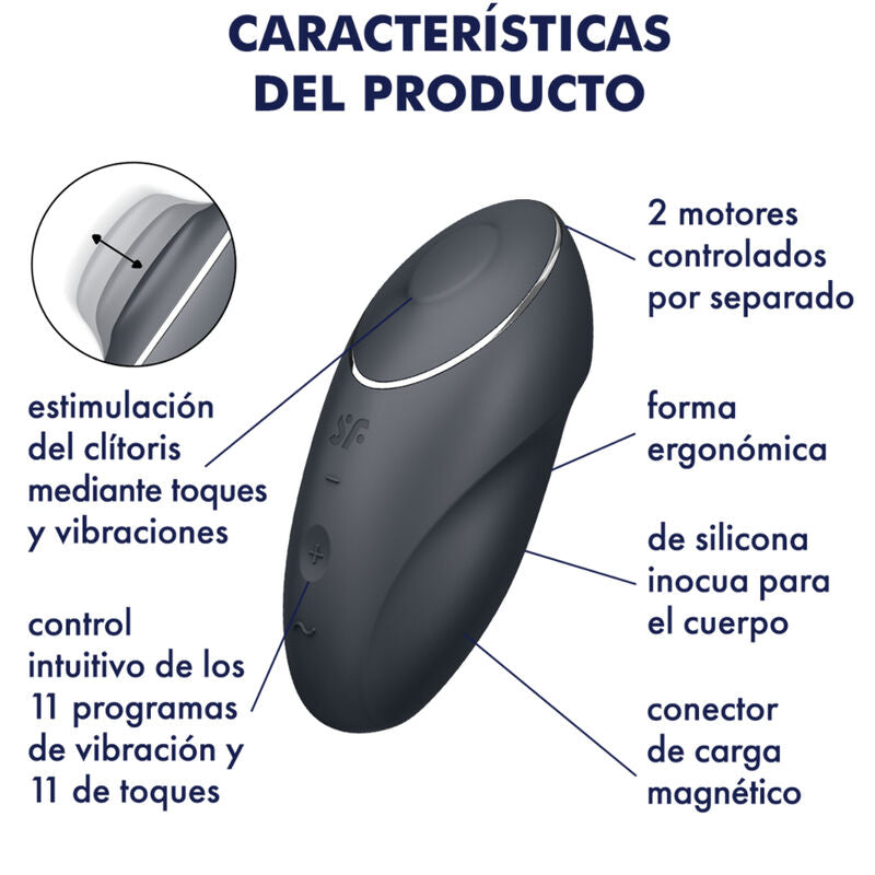 SATISFYER - TAP & CLIMAX 1 LAY-ON VIBRATOR GREY