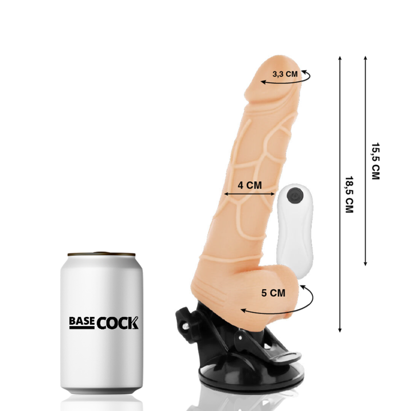 Realistic Vibrator with Wired Remote Black | 18.5 cm x 4.0 cm | Basecock