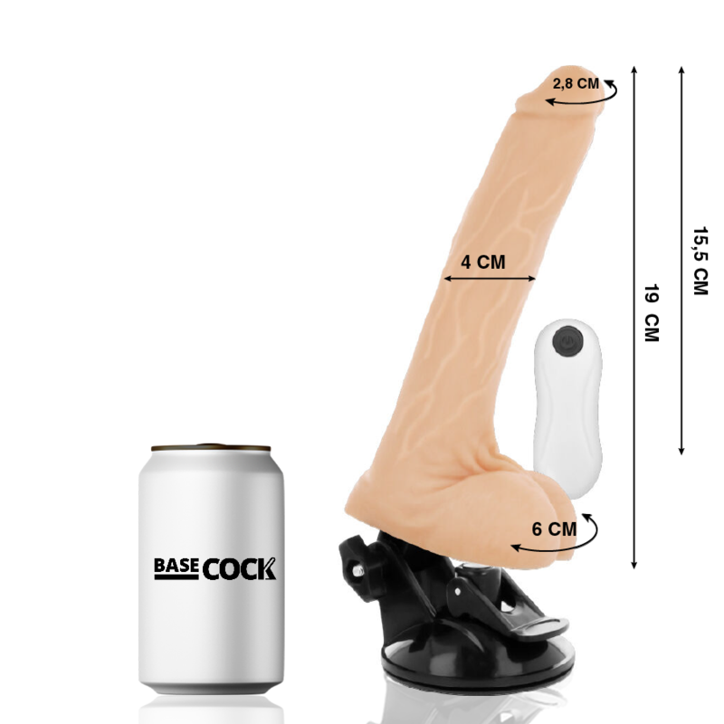 Realistic Vibrator with Wired Remote Black | 19.0 cm x 4.0 cm | Basecock