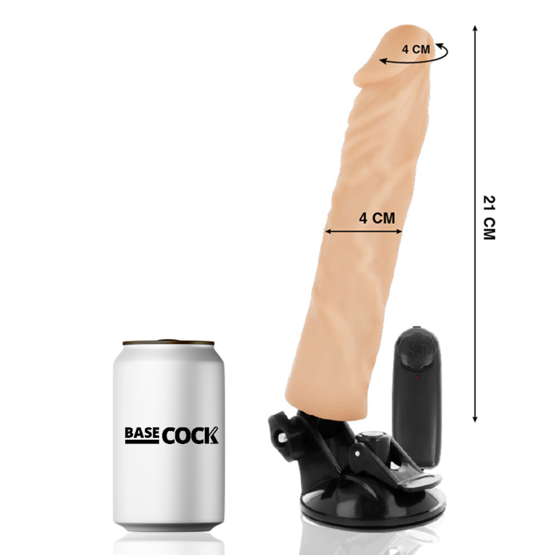 BASECOCK - REALISTIC VIBRATOR REMOTE CONTROL BLACK 21 CM -O- 4 CM