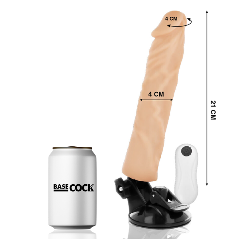 BASECOCK - REALISTIC VIBRATOR REMOTE CONTROL BLACK 21 CM -O- 4 CM