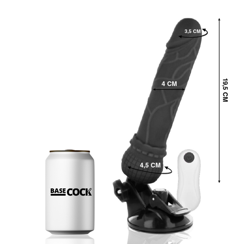 Realistic Vibrator with Wired Remote Black | 19.5 cm x 4.0 cm | BASECOCK
