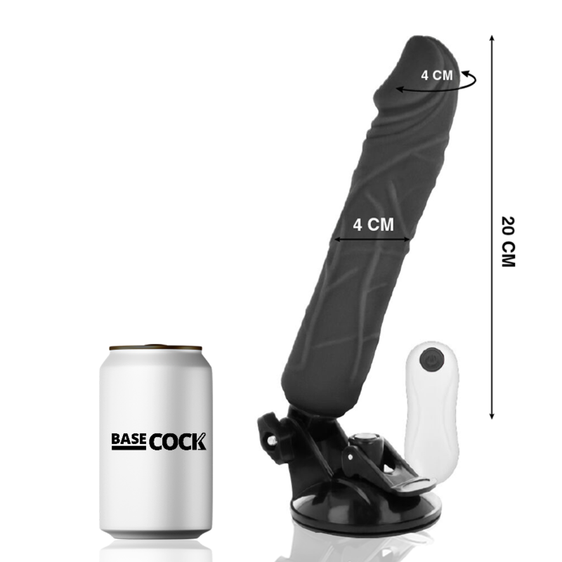 Realistic Vibrator with Wired Remote Black | 20.0 cm x 4.0 cm | Basecock