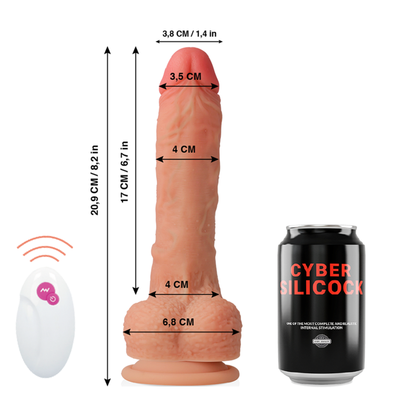 Remote-Control Thrusting Realistic Dildo | 20.9 cm x 4.0 cm | CYBER SILICOCK Master Huck