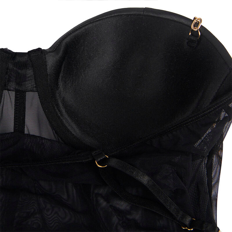 SUBBLIME - BLACK CHAIN SUSPENDERS BODYSUIT L/XL