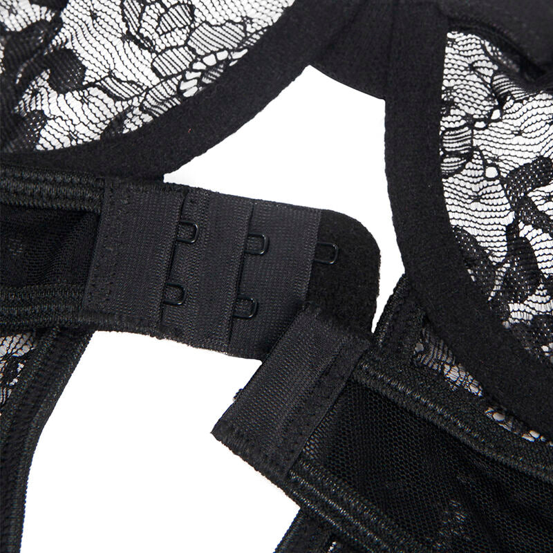 SUBBLIME - TEDDY WITH GARTER WITH LACE DETAIL AND STRIPS BLACK L/XL