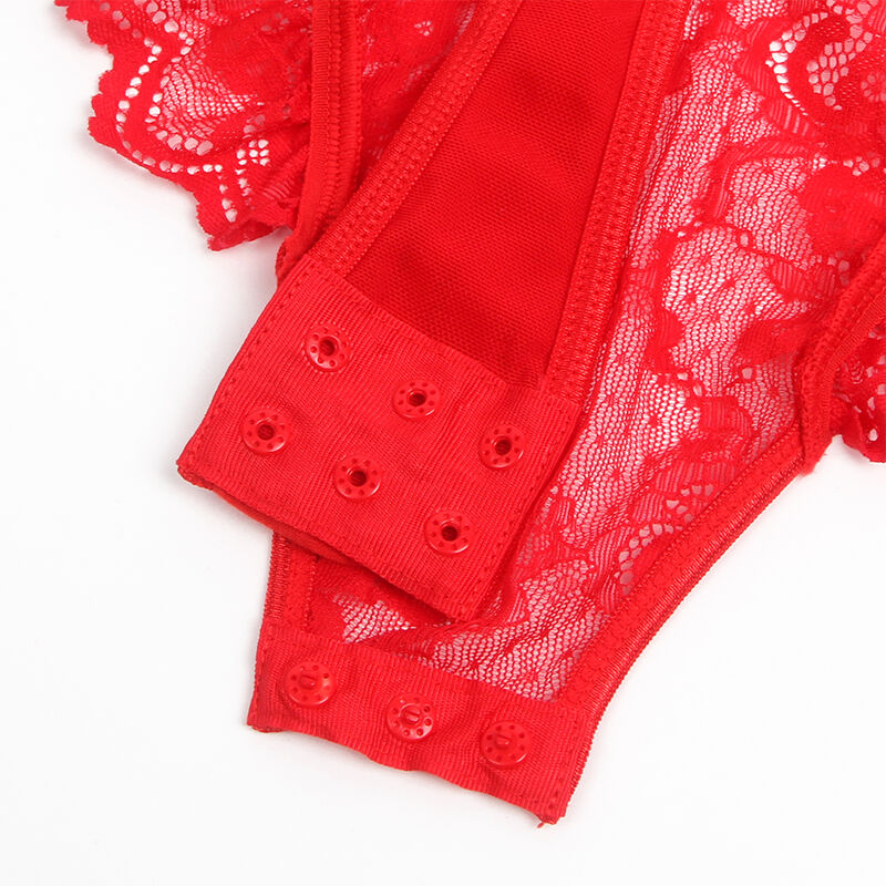 SUBBLIME - TEDDY WITH GARTER WITH LACE DETAIL AND STRIPS RED L/XL