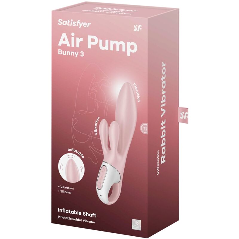 SATISFYER - AIR PUMP BUNNY 3 INFLATABLE RABBIT VIBRATOR PINK
