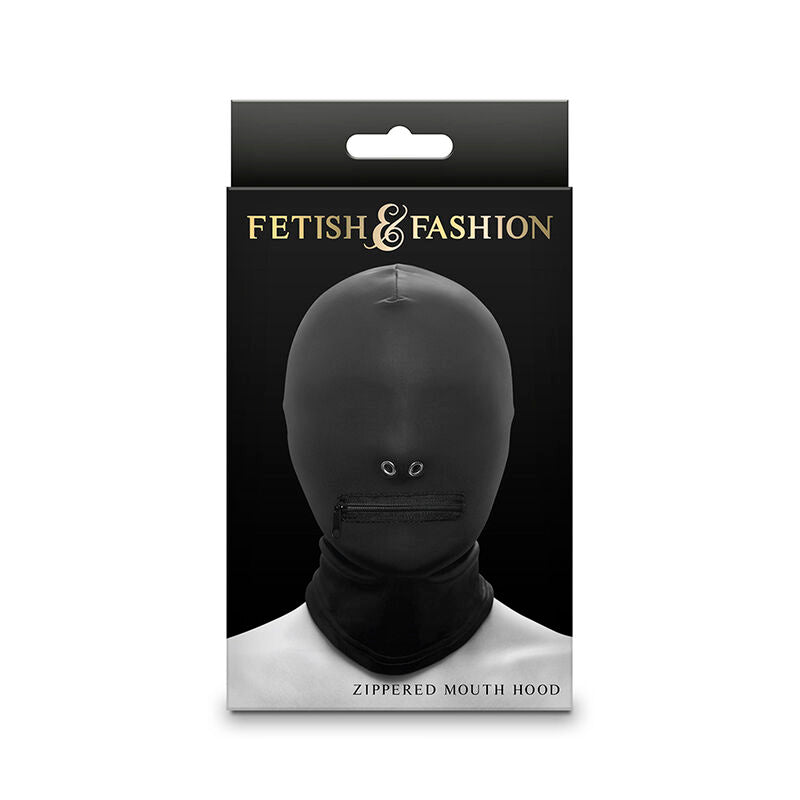 NS NOVELTIES - FETISH & FASHION CLOSED ZIPPERED MOUTH HOOD NYLON BLACK