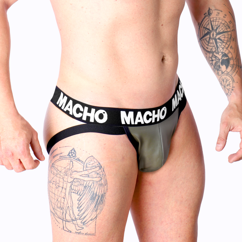 MACHO - MX27GR LEATHER JOCK GRAY BEIGE XL