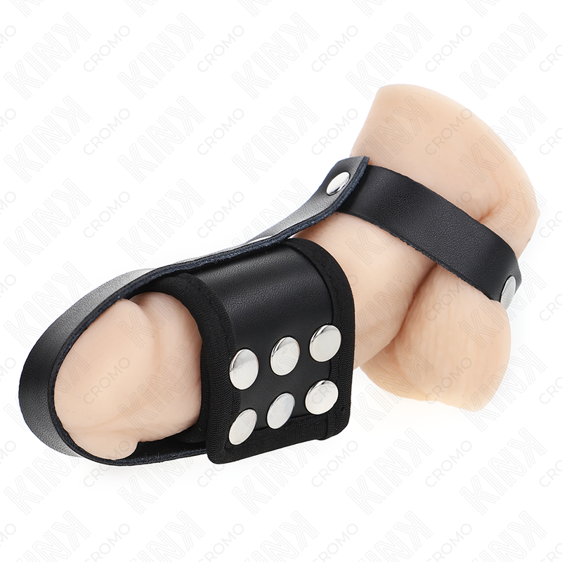 Leather penis cage with ball divider | KINK