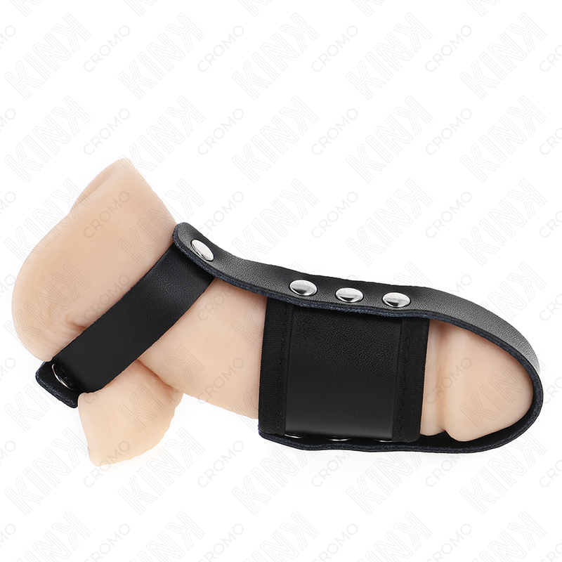 Leather penis cage with ball divider | KINK
