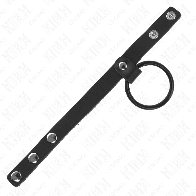 Silicone Cock Ring Ø 3.8 cm + Leather Ball Divider Strap (22 × 1.5 cm) | KINK