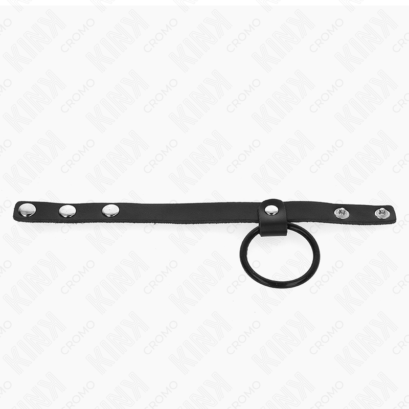 Silicone Cock Ring Ø 3.8 cm + Leather Ball Divider Strap (22 × 1.5 cm) | KINK