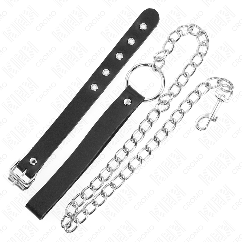 Leather Strap Penis Ring & Chain | 21.5 cm × 2 cm strap + 60 cm chain | KINK