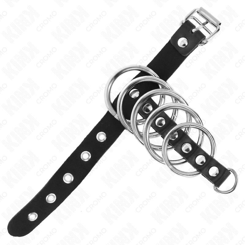 Leather Lock Strap Penis Ring Set | 21 cm × 2 cm strap + 3–4 cm rings | KINK