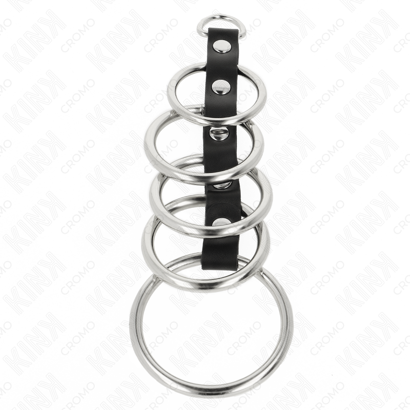 Metal Penis Ring Set with Leather Connector | 3.2–5 cm rings | KINK