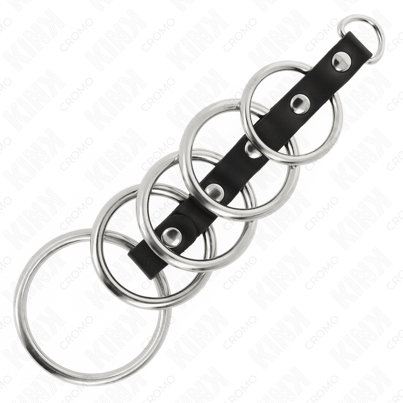 Metal Penis Ring Set with Leather Connector | 3.2–5 cm rings | KINK