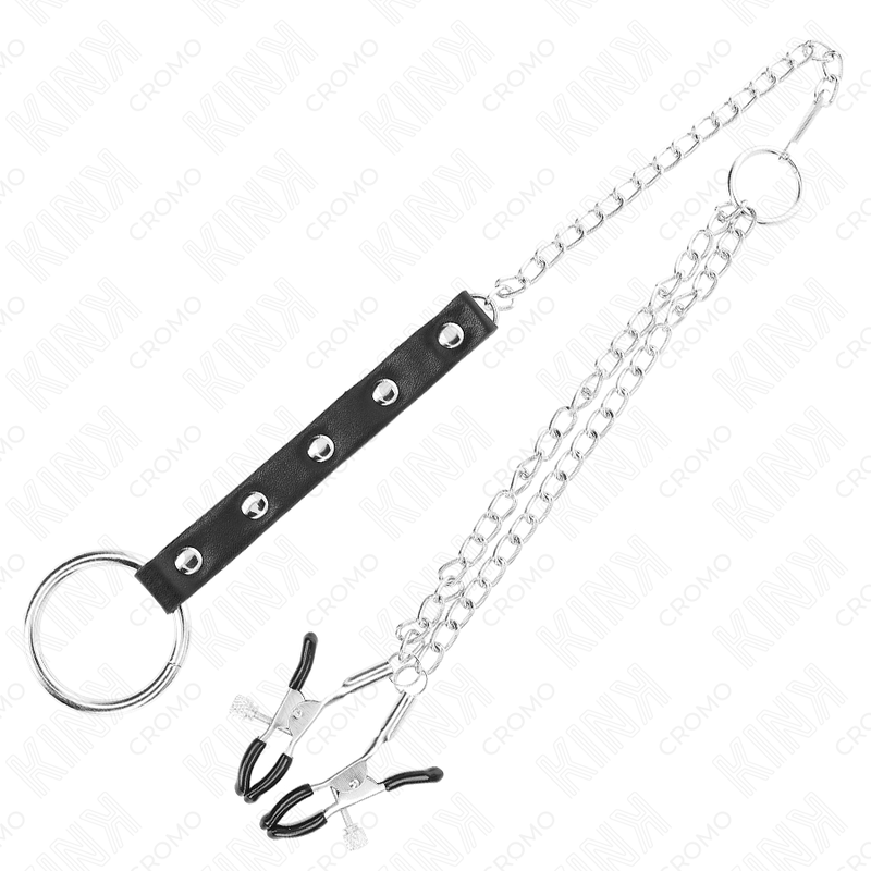 Metal cock ring with chain nipple clamps | KINK