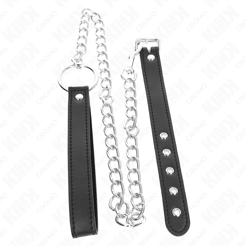 Leather Strap Penis Ring & Chain | 21.5 cm × 2 cm strap + 60 cm chain | KINK