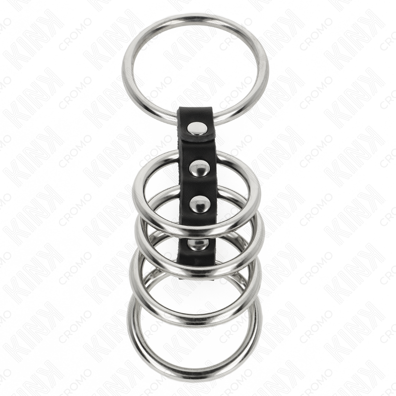 Metal Penis Ring Set with Leather Connector | 3.7 cm – 5 cm | KINK